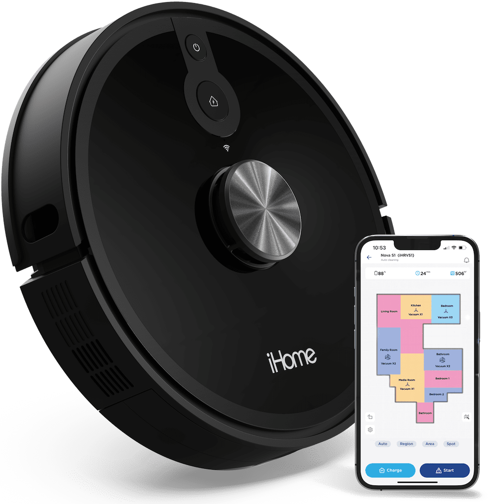 iHome AutoVac Nova S1 Robot Vacuum with LIDAR Navigation, 150 Min Runtime, 2700pa Suction, New