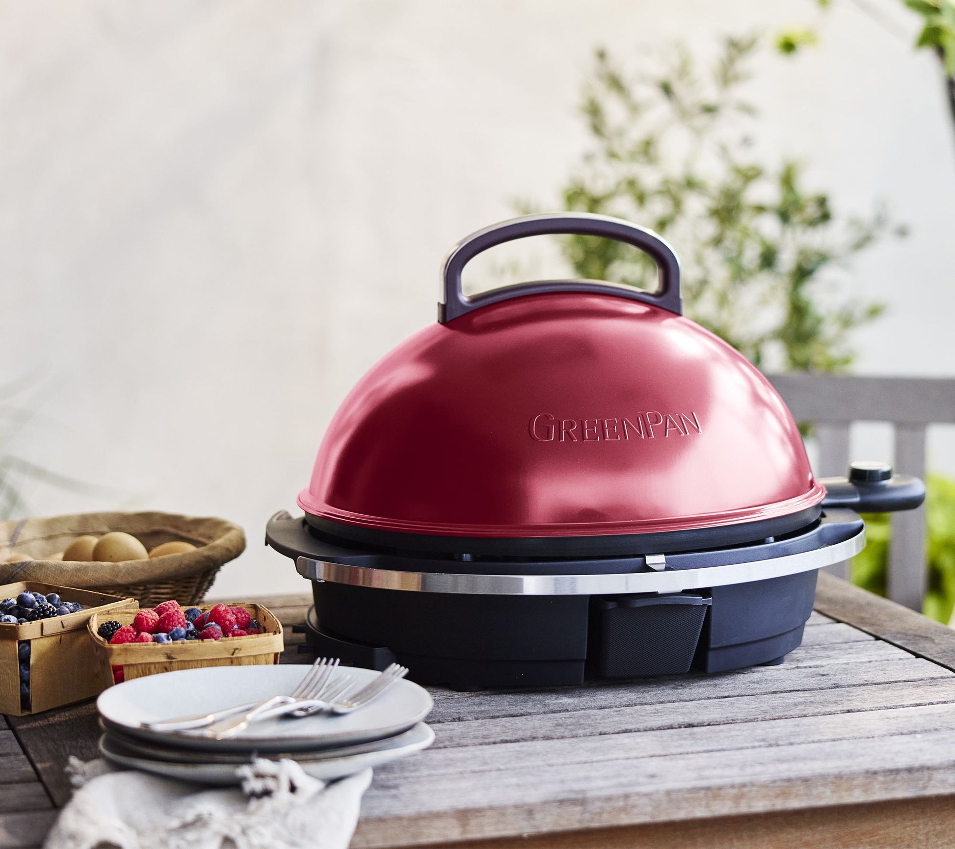 GreenPan 2-in-1 Portable Indoor/Outdoor Electric Grill w/Griddle Plate