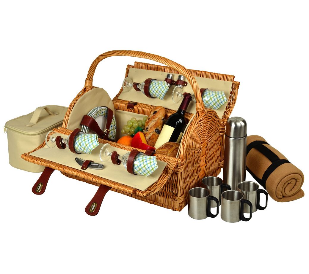Picnic at Ascot Yorkshire Picnic Basket for 4 w/Blanket