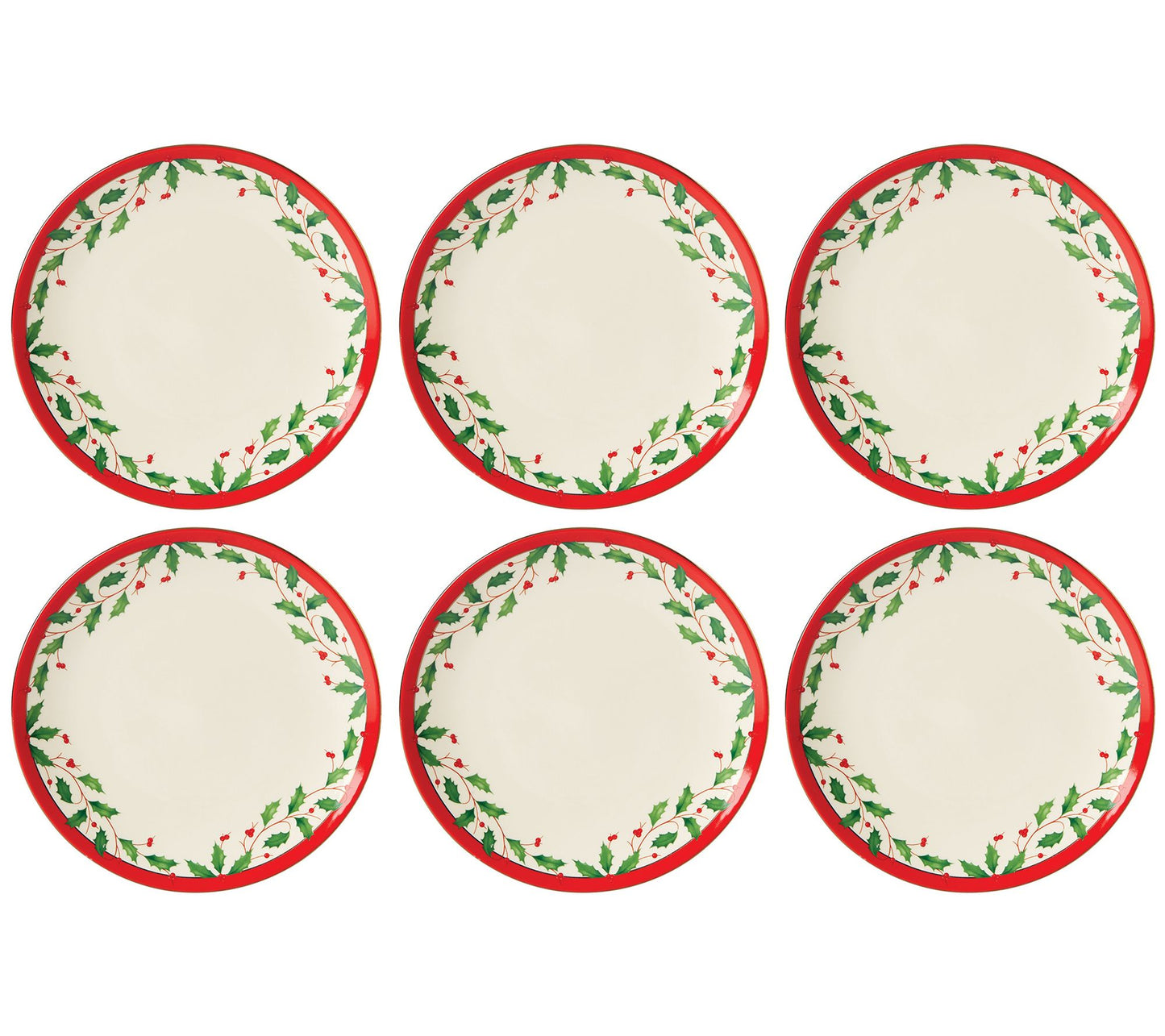 LENOX 6 Piece Holiday Accent Plate Set