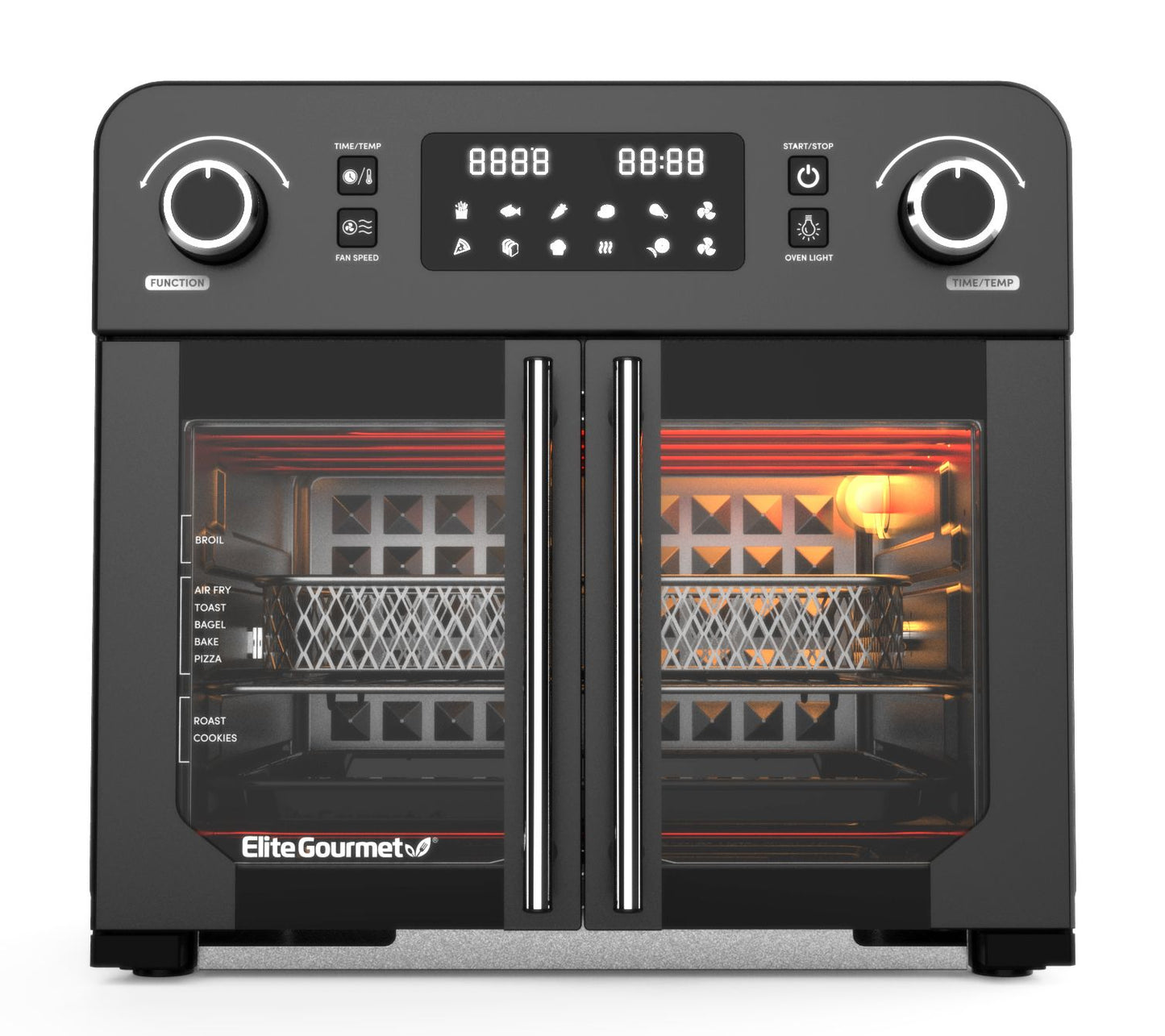 Elite Gourmet Programmable 23-Liter French Door Air Fryer Oven