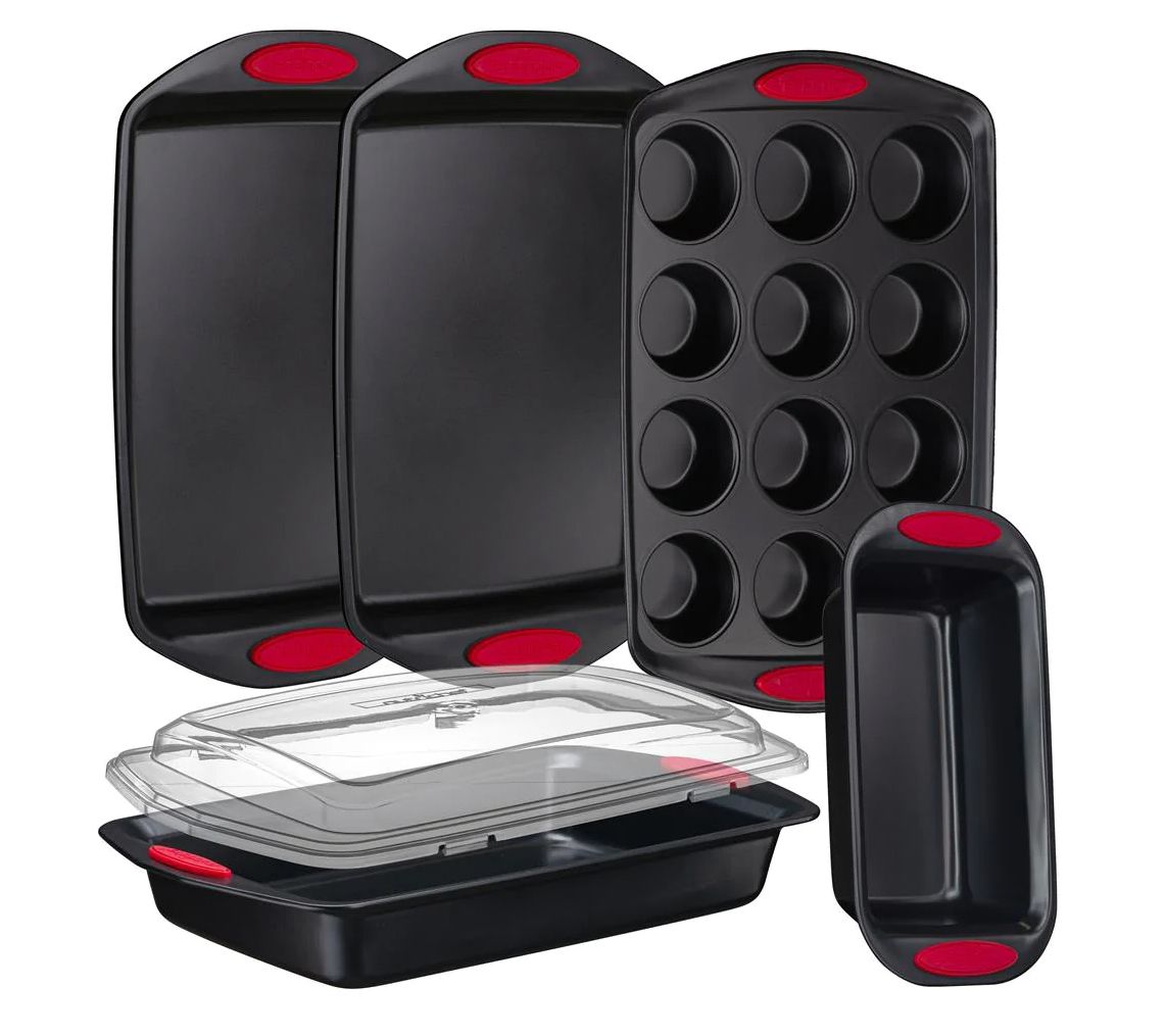 Nutrichef 6pc.Carbon Steel Bakeware Set With Silicone Handles