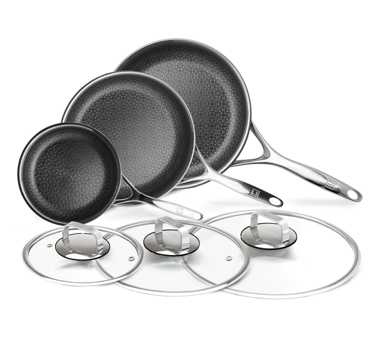Livwell DiamondClad SS Nonstick 3-Pc Fry PanSet w/ Lids