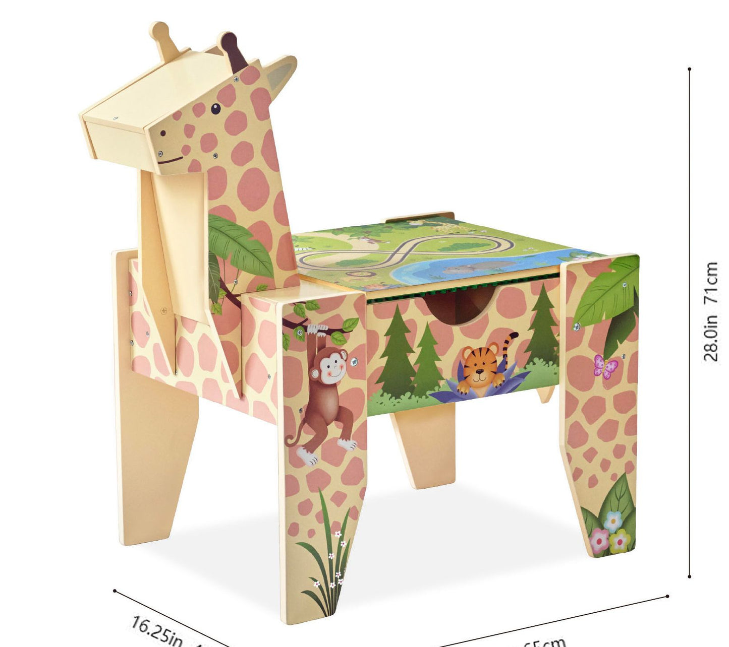 Teamson Kids Jungle Giraffe 2-in-1 Wooden Activity Table