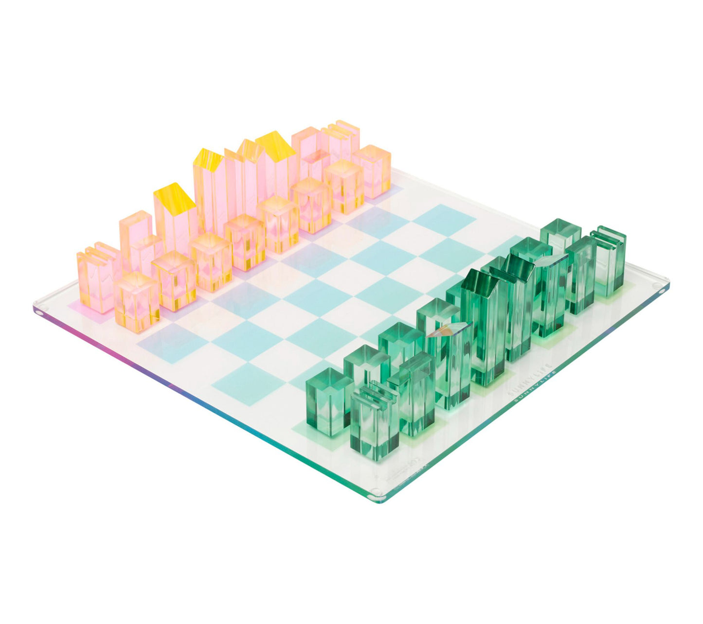 Sunnylife Lucite Chess & Checkers - 2 Games In1, Display Set