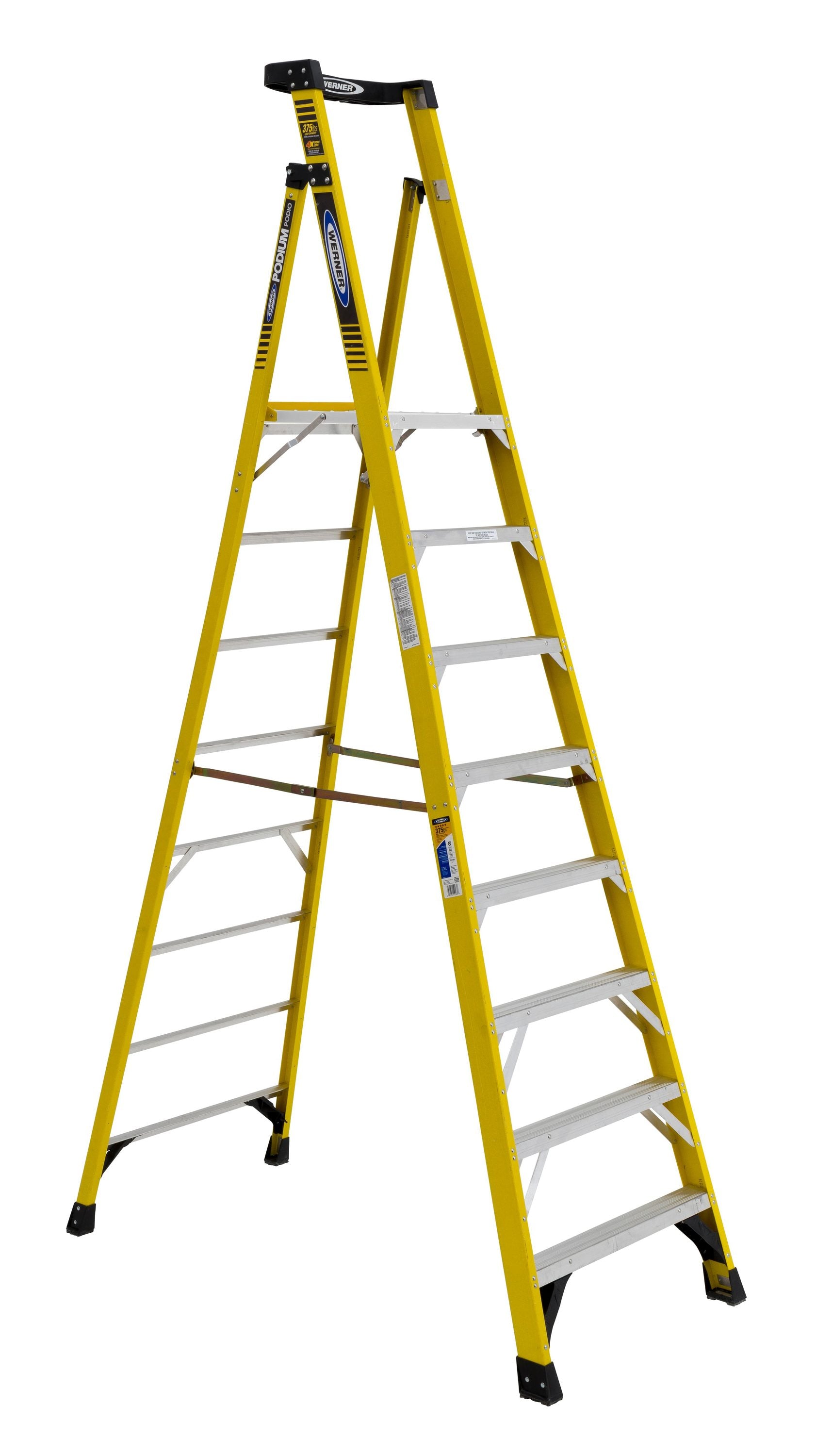 Werner PD7300 10-ft ( 14.0-ft Reach Height ) Fiberglass Type 1AA - 375 lbs. Load Capacity Podium ladder