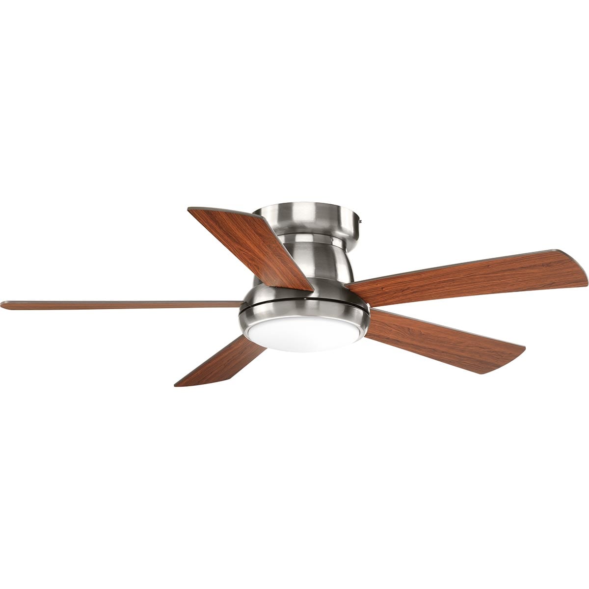 Progress Lighting Vox 52-in Integrated LED Flush Mount Brushed Nickel with Medium Cherry Blades Ceiling Fan With Light - Remote Included ( 5 -Blade ) 1021026
