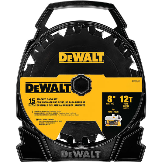 DEWALT 8-in 12-Tooth Fine Finish Carbide Dado Miter/Table Saw Blade DW812DADO