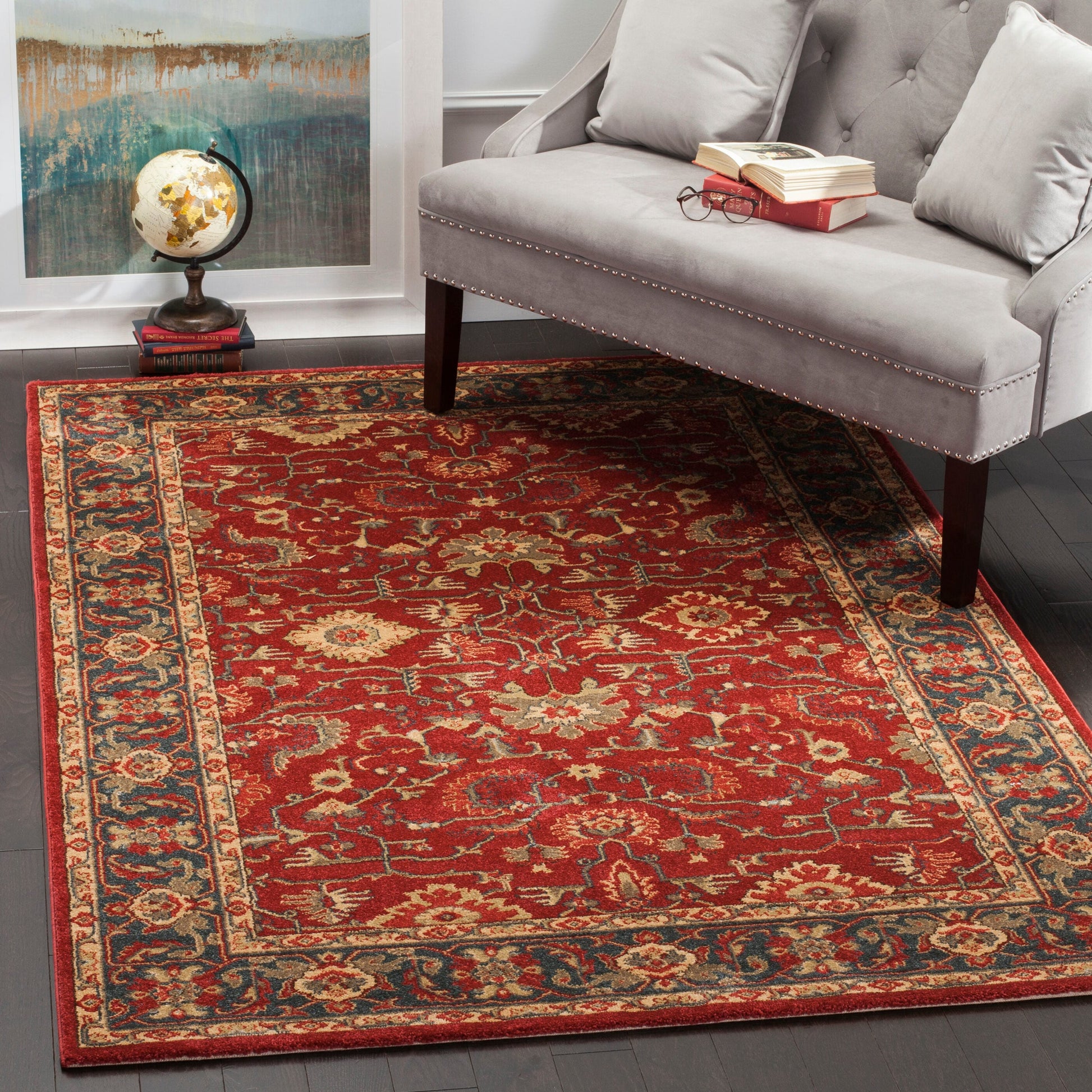 Safavieh Mahal Sultan 10 x 14 (ft) Loomed Red/Navy Rectangular Indoor Floral/Botanical Oriental Area rug