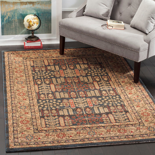 Safavieh Mahal Casbah 10 x 14 (ft) Loomed Navy/Natural Rectangular Indoor Floral/Botanical Oriental Area rug