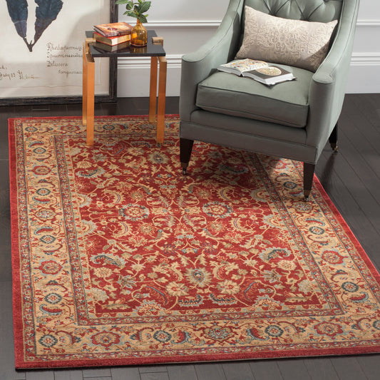 Safavieh Mahal Certa 11 x 16 (ft) Loomed Red/Natural Rectangular Indoor Floral/Botanical Oriental Area rug