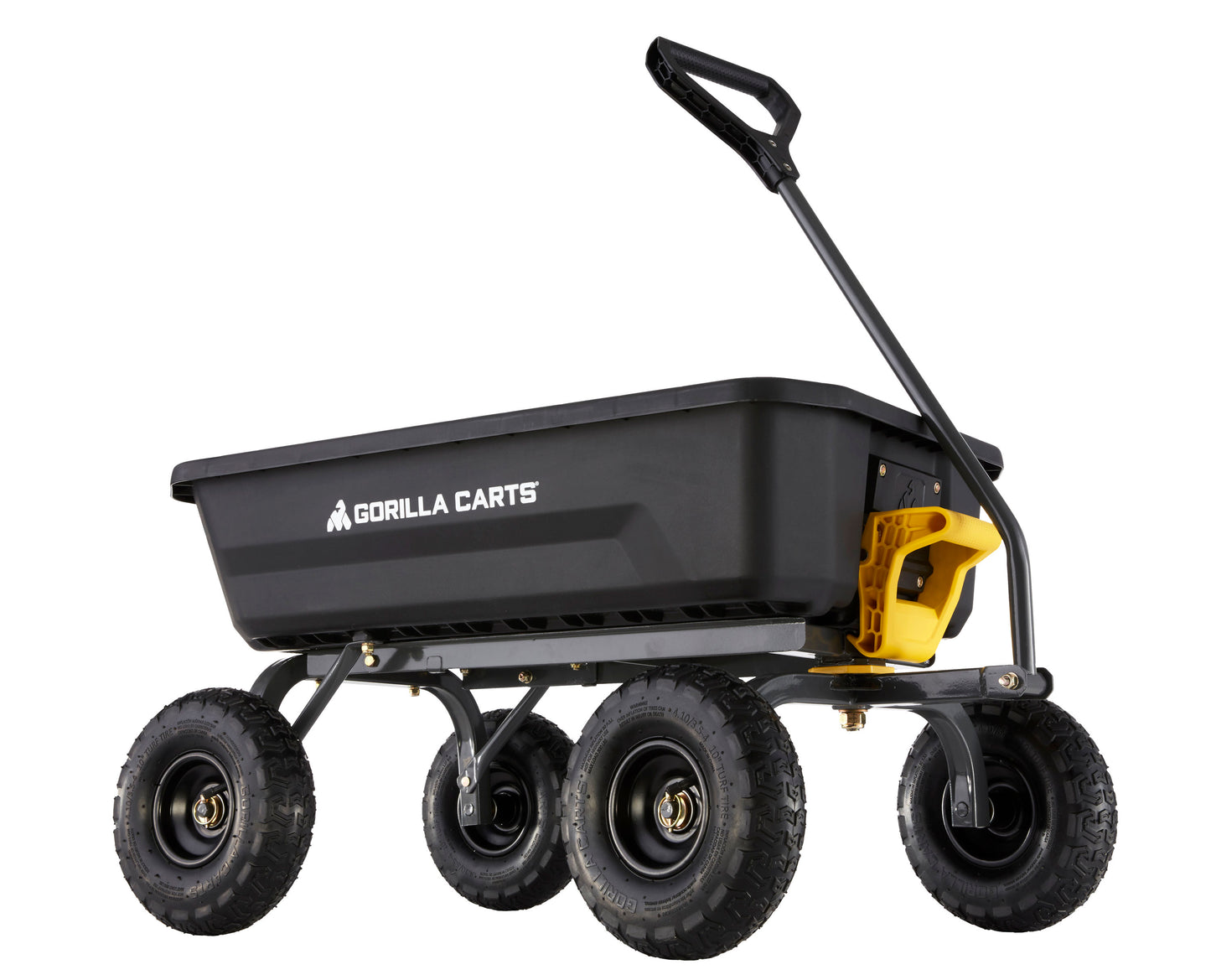 Gorilla Carts 4 cu Ft Poly Dumping Garden Cart in Black - Strong Tubular Frame, Roll-Over Full Dump Design GCG-4