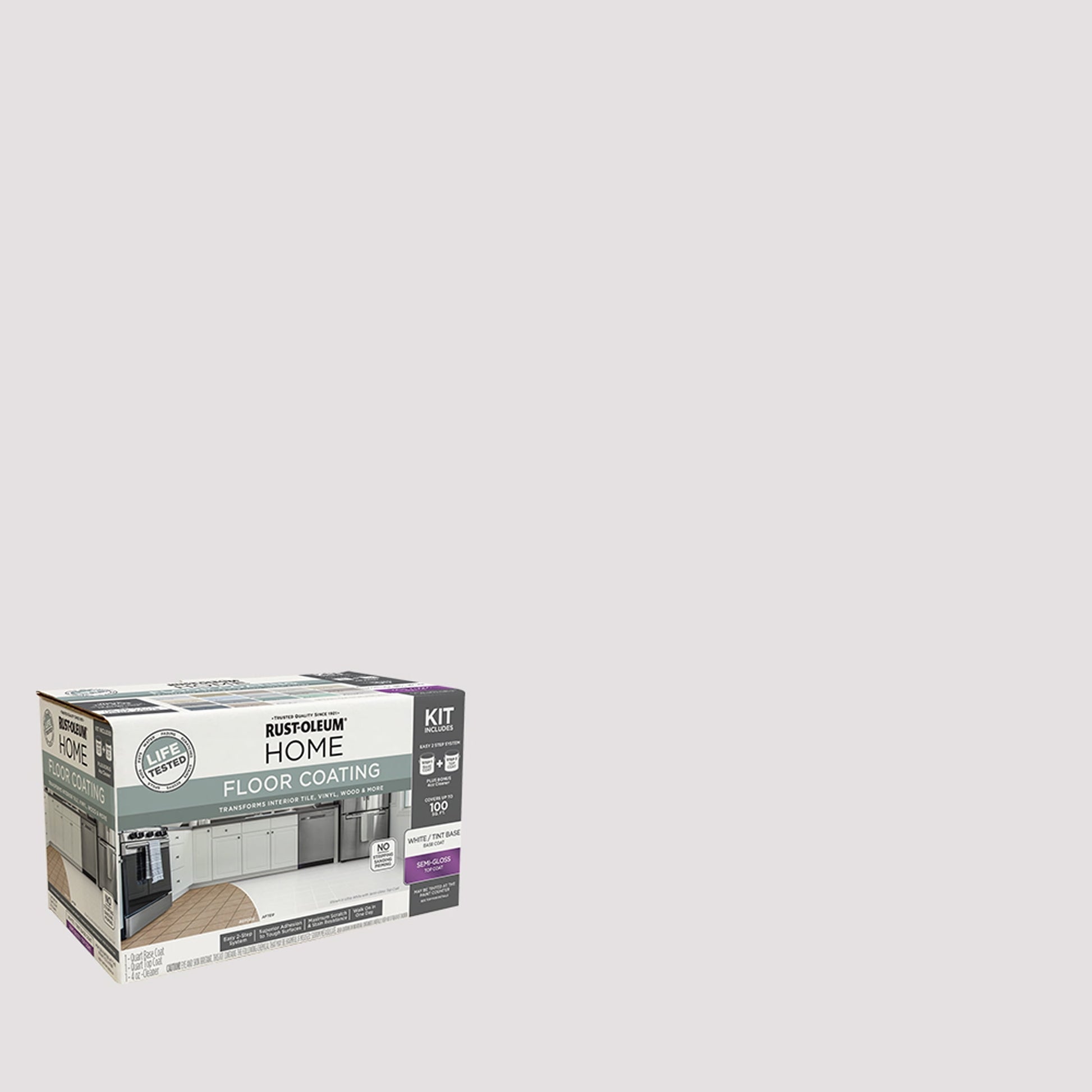 Rust-Oleum Home Semi-Gloss Steam Gray Interior Floor Coating Kit-363708T, Quart