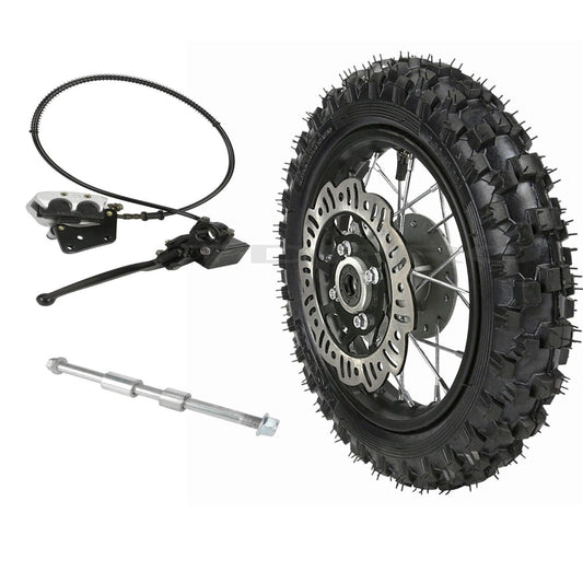 10" Front Wheel 2.50-10 Tire Rim w/Brake Caliper and 12mm Axle Bolt for Pit Dirt Bike CRF XR 50 CRF50 XR50 SSR Apollo 70cc 90cc 110cc 125cc