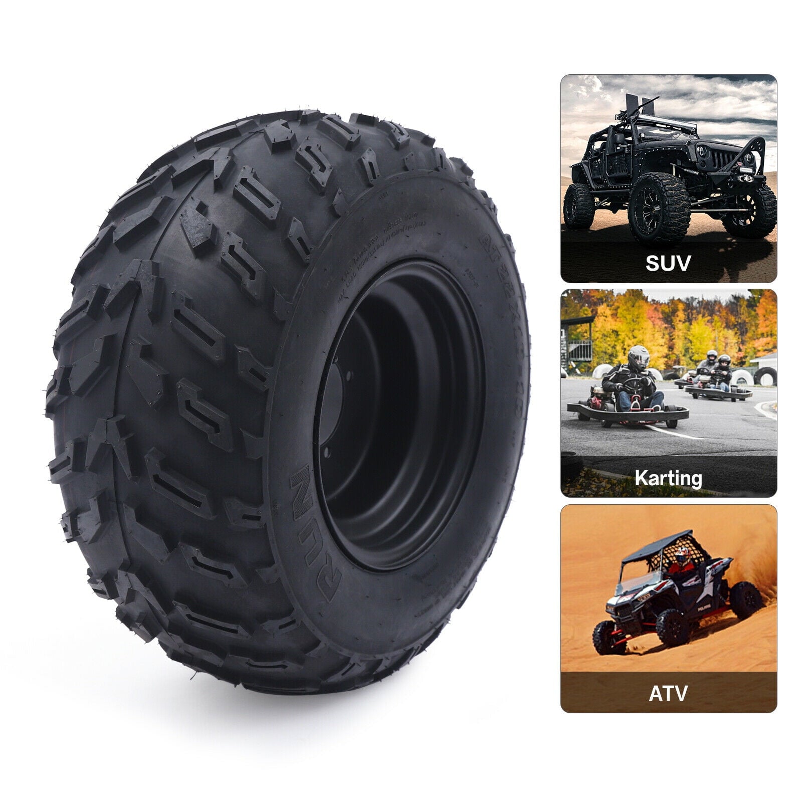 10 Inch ATV Wheels 22x10-10 Tire Rim Fit For 200cc 250cc Quad UTV Off Road Black for ATVs and karting