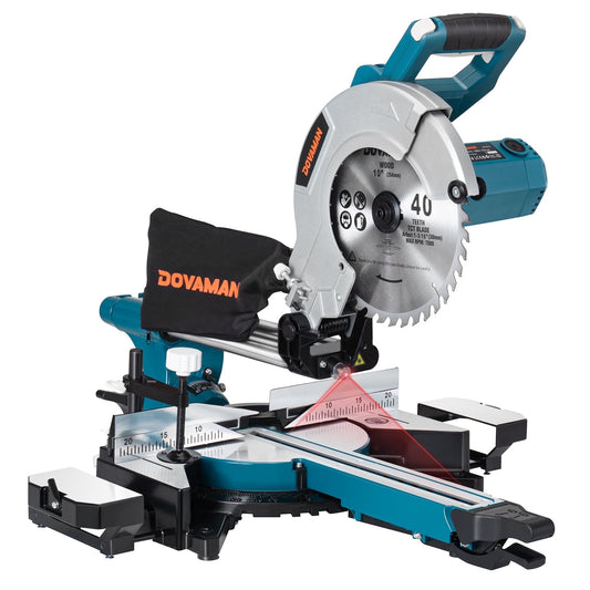 10-Inch Single Bevel Sliding Miter Saw, w/3 Blades, 4500/3200RPM, Cut for Wood, PVC and Soft Metal