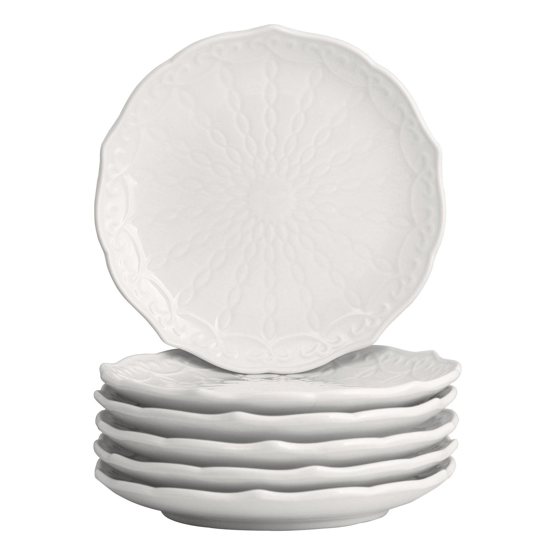 10 Strawberry Street Ever Plato de Porcelana de 6" para Pan y Mantequilla, Juego de 6, Blanco