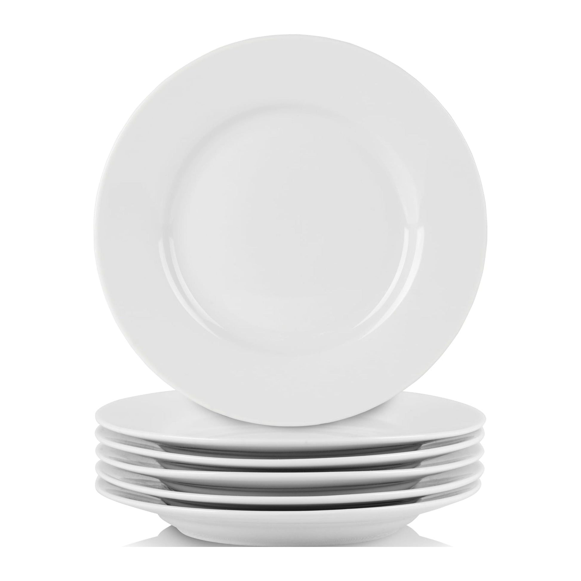 10 Strawberry Street Simply White 6" Round Ceramic Appetizer Plate, Set of 6