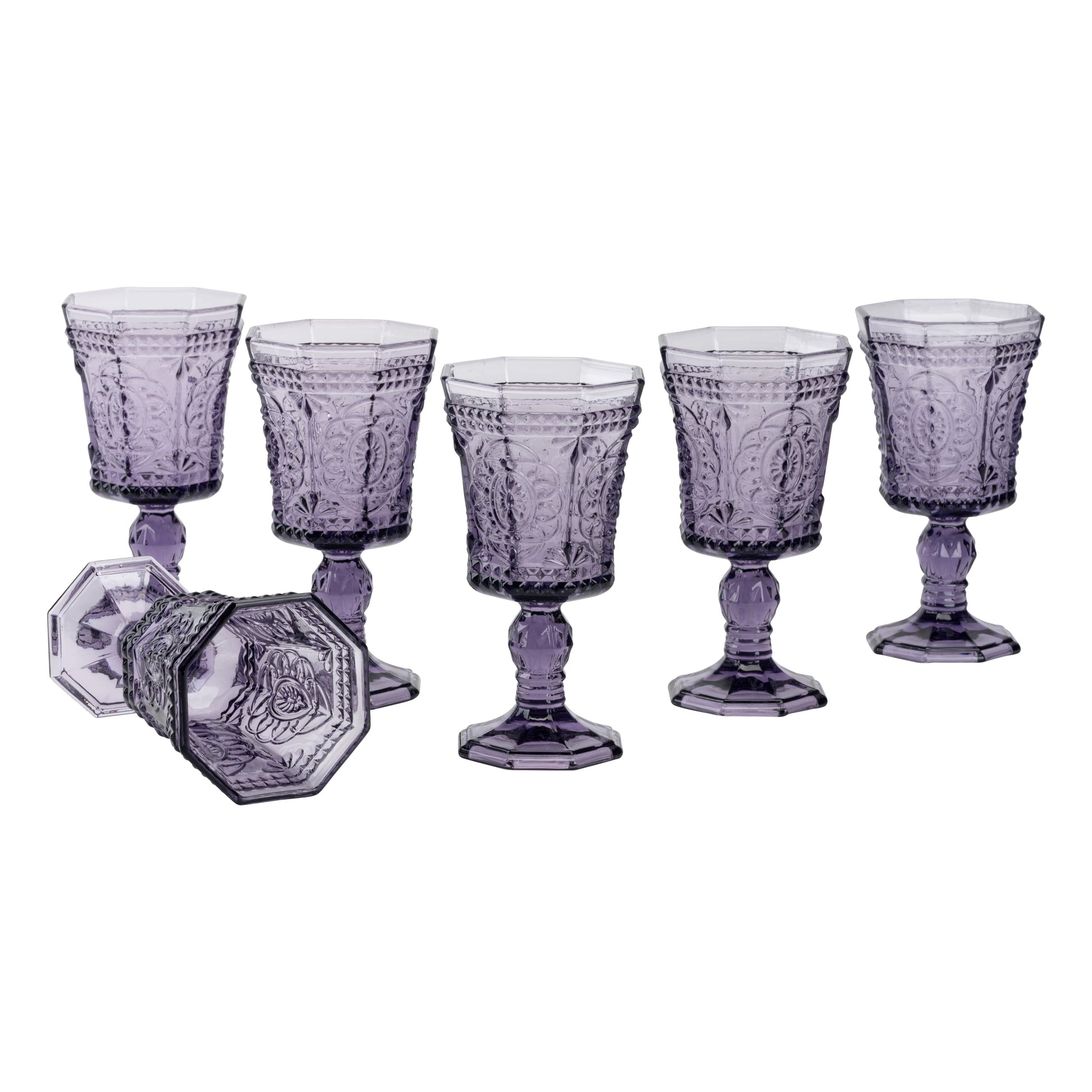 10 Strawberry Street Vatican 8 Oz Red Wine Glass, Set of 6, Amethyst Glass