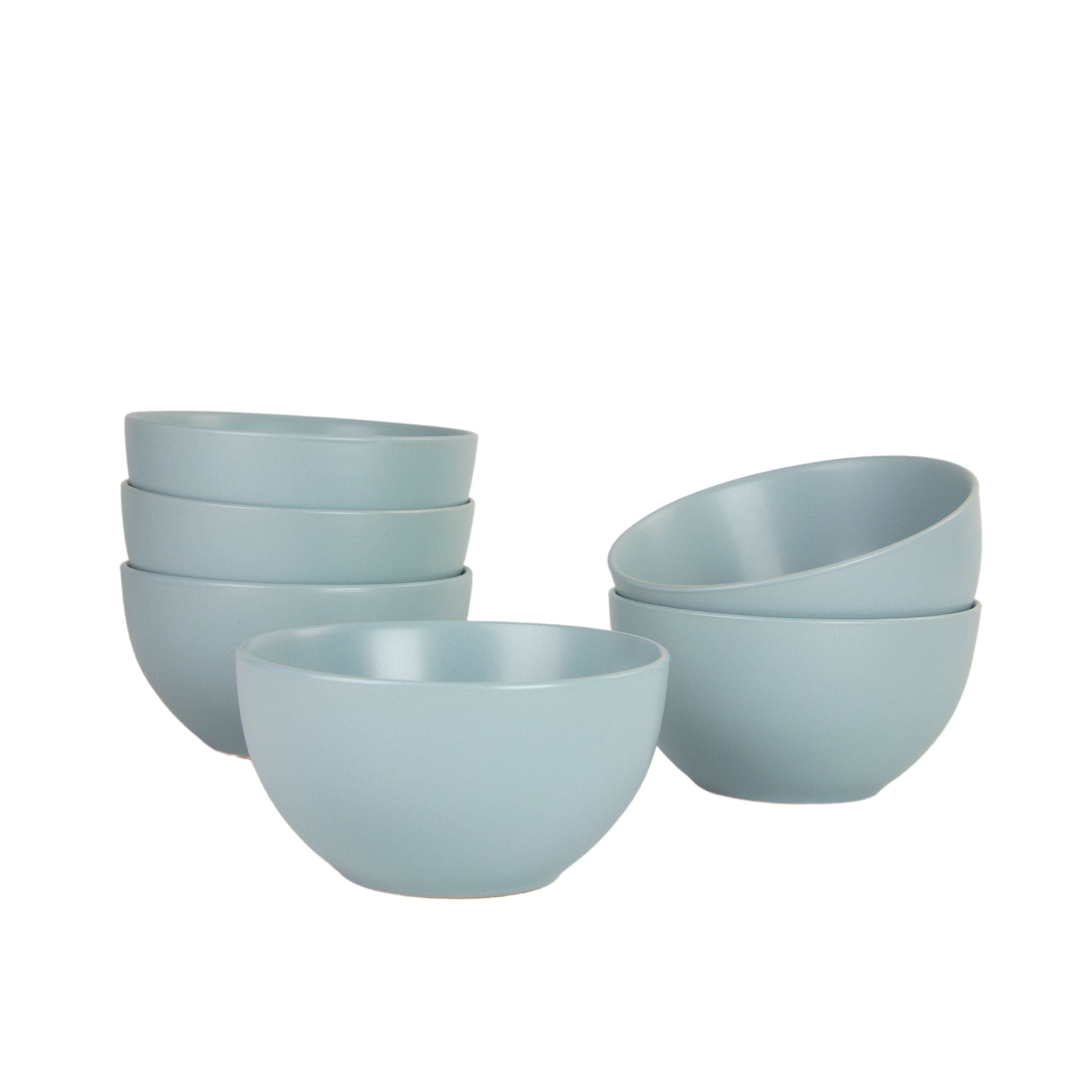 10 Strawberry Street Wazee Matte TazÃ³n de Cereal de 5.5"/20 Oz, Juego de 6, Azul Mineral