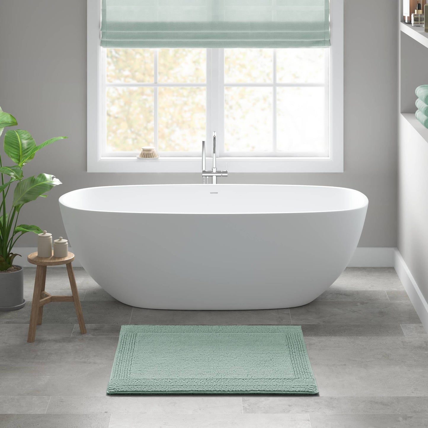 100% Cotton Tufted 3000 GSM Reversible Bath Rug 20x30" Green Ultra Plush Dense Machine Washable Bathroom Rug