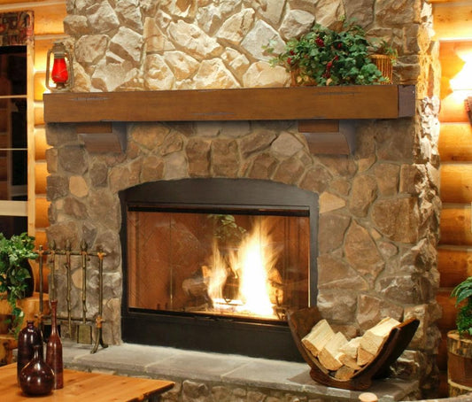 Pearl Mantels 60-in W x 10.5-in H x 9-in D Rustic Brown Pine Hollow Rustic Fireplace Mantel 412-60-50