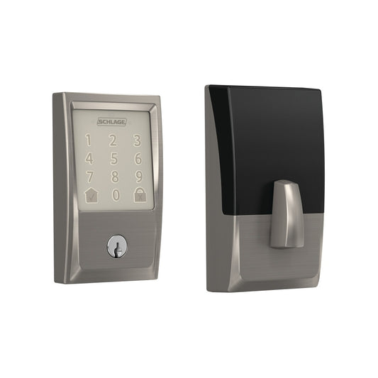 Schlage Encode Customizable Keying Century Satin Nickel Smart Lock Electronic Deadbolt with Wifi Bluetooth Touchscreen Keypad BE489WB CEN 619 G
