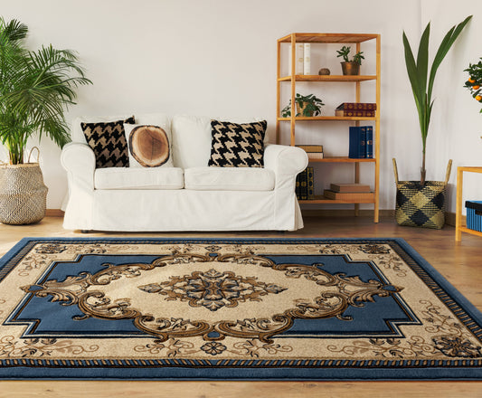 United Weavers Of America Bristol 8 x 11 (ft) Blue Rectangular Indoor Medallion Area rug