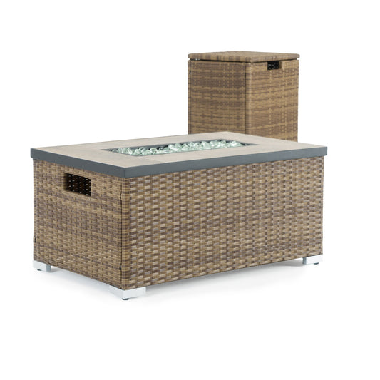 Sego Lily Cheyenne 32-in W 40000 Maximum BTUs Aluminum Rectangle Liquid propane Fire pit table