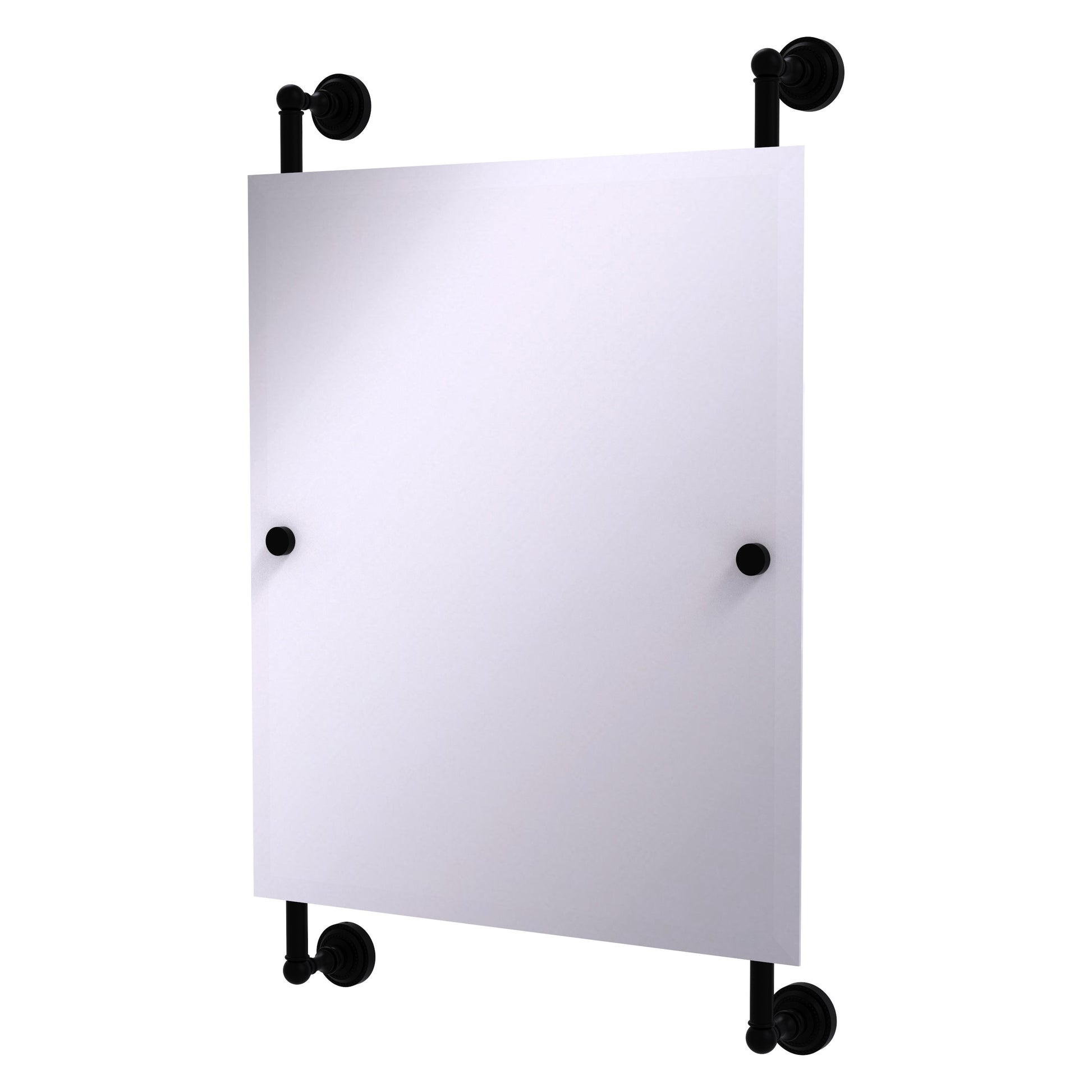 Allied Brass Dottingham 21-in x 33-in Beveled Frameless Rectangle Bathroom Vanity Mirror ( Matte Black )
