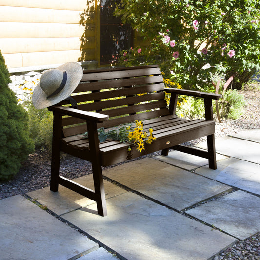 highwood Weatherly 50.09-in W x 33.7-in H Weathered Acorn Plastic Garden Bench