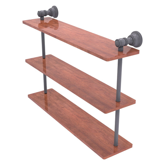 Allied Brass Carolina Matte Gray 3 -Tier Wall mount Corner Bathroom Shelf ( 22-in x 16-in x 5-in )