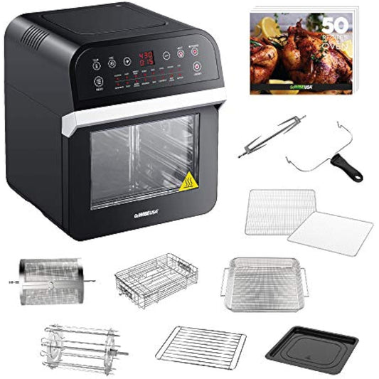 12.7-Quarts 15-in-1 Electric Air Fryer Oven with Rotisserie and Dehydrator + 50 Recipes QT