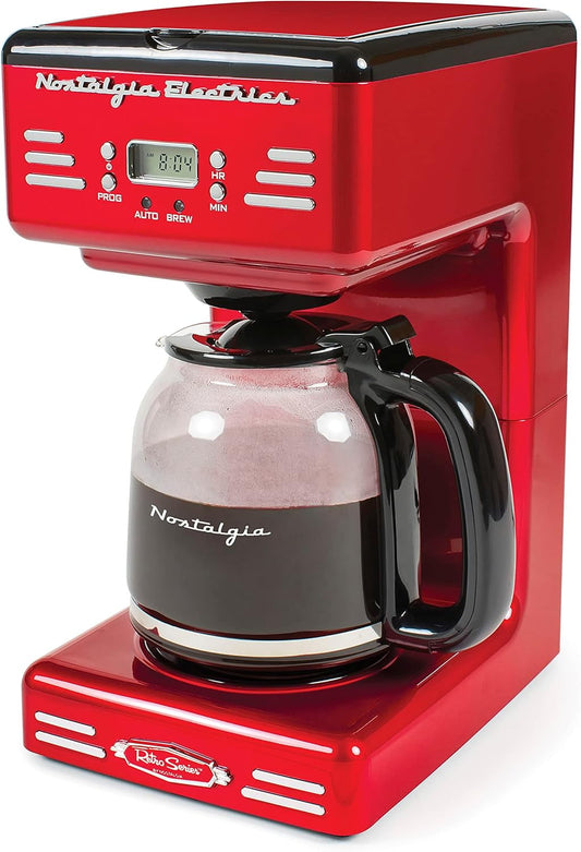 12-Cup Programmable Coffee Maker With LED Display, Automatic Shut-Off & Keep Warm, Pause-And-Serve Function, Red