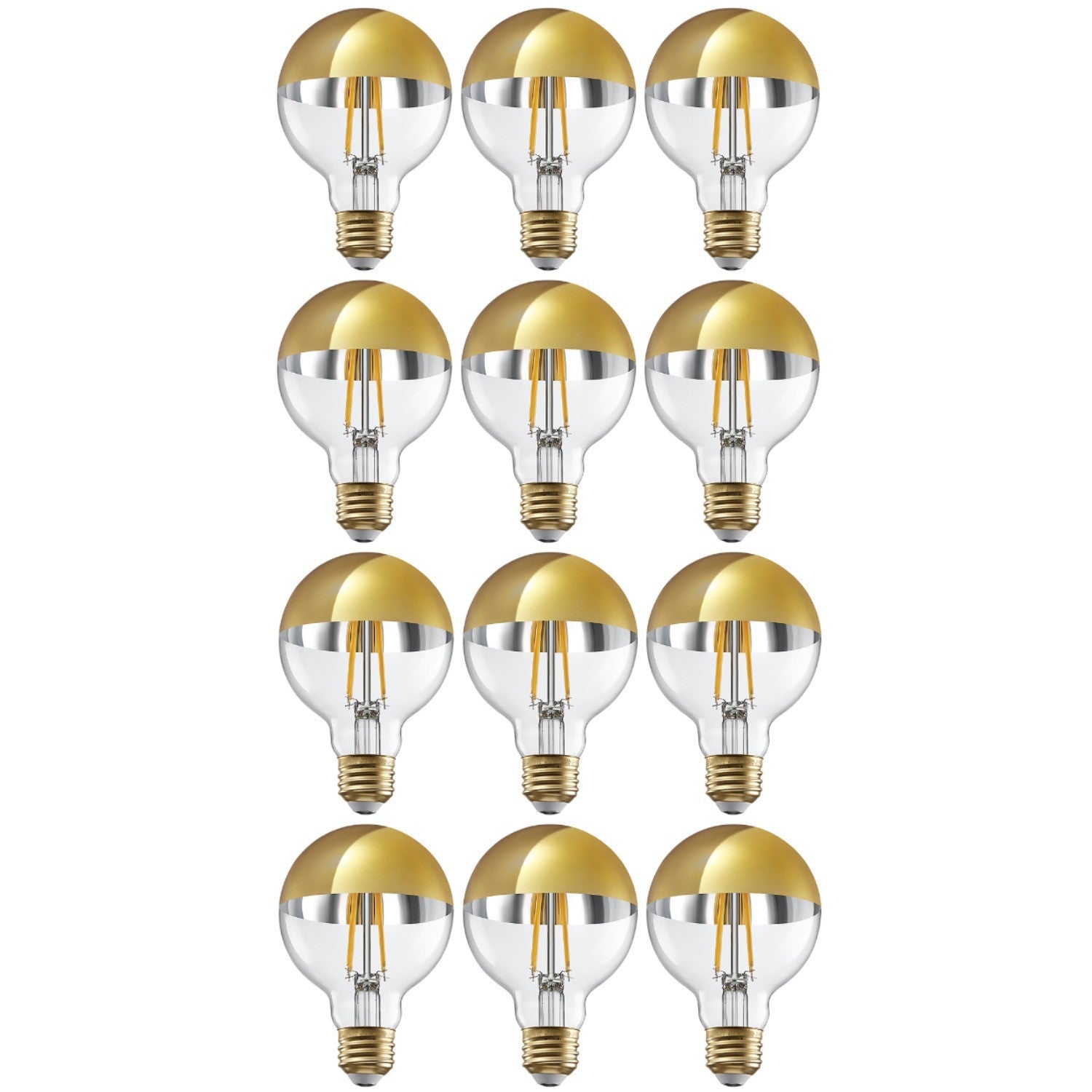 Paquete de 12 Bombillas LED G25 Globe Regulables, 7 W (75 W Eqv.), Bombillas Media Cromadas Antideslumbrantes, Base E26 BaÃ±ada en Oro, Blanco CÃ¡lido de 3000 K