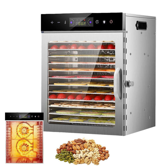 12-Tray Large Capacity Beef Jerky Dehydrator - Electric Food Dryer for Meat, Fruits, Nuts, Yogurt & Flowers - Preserve Nutrients & Flavor