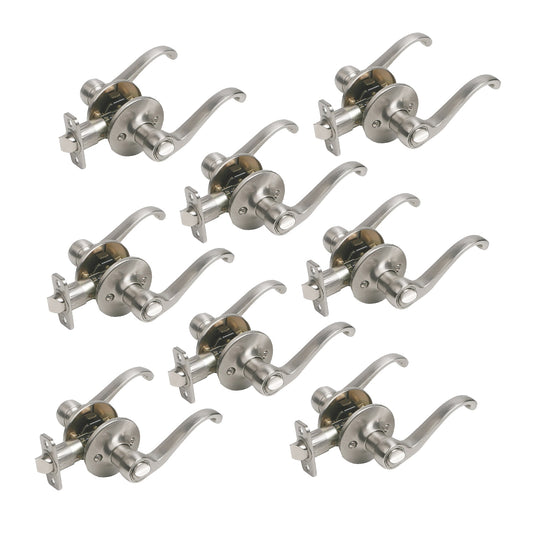 Design House Scroll Satin Nickel Universal Interior Bed/Bath Privacy Door Handle (8-Pack) 190827