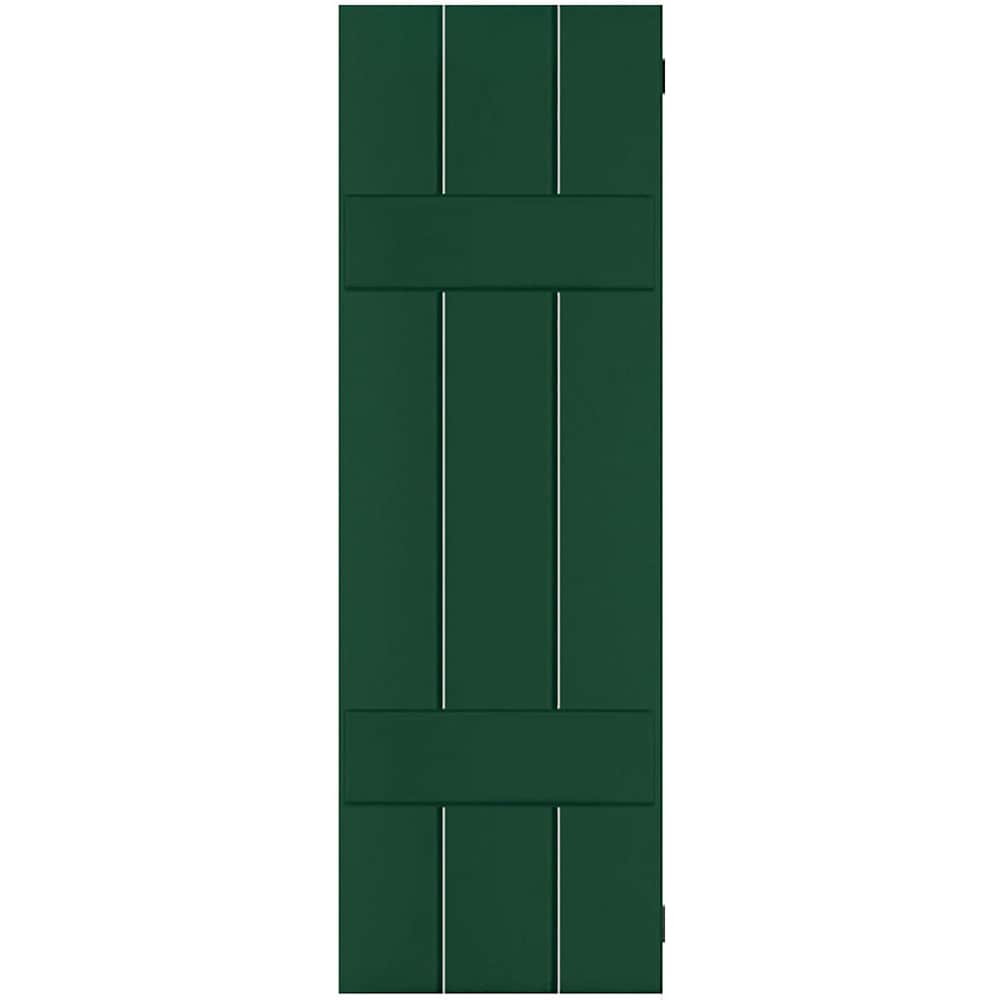 Ekena Millwork 12-in W x 33-in H Chrome Green Board and batten Wood Exterior Shutters ( 2 -Pack )