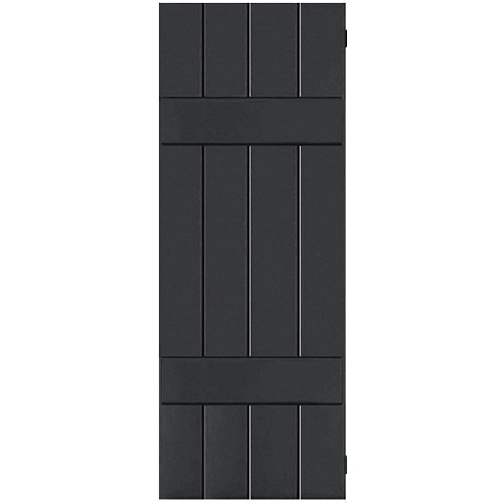 Ekena Millwork 15-in W x 26-in H Black Board and batten Wood Exterior Shutters ( 2 -Pack )