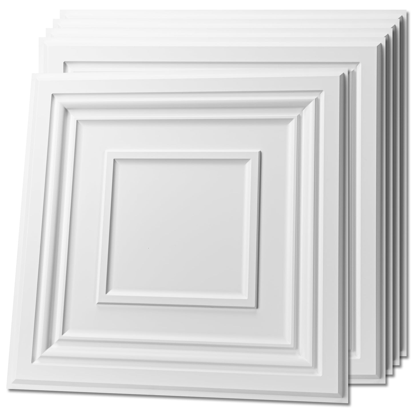 12Pcs 2ft x 2ft PVC Drop Ceiling Tiles,Glue Up Ceiling Tile for Home,Office,48 Sq.Ft,White
