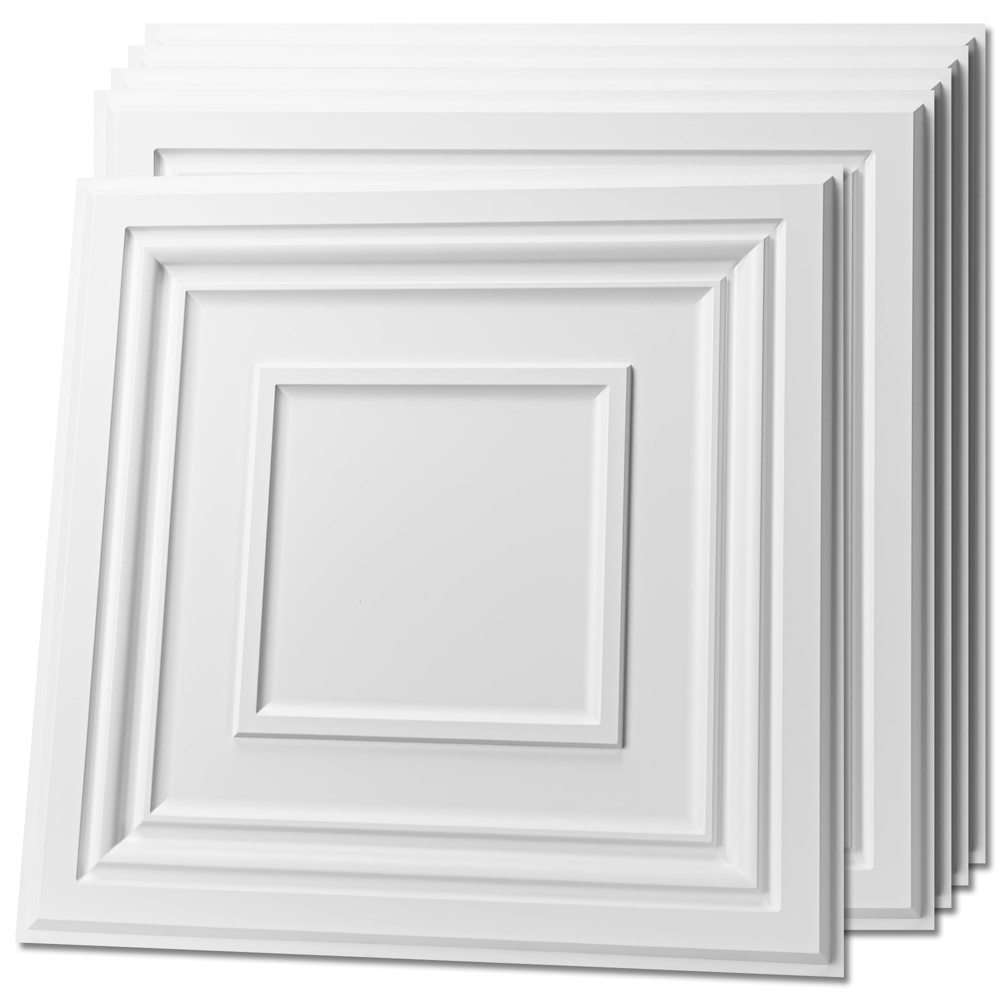 12Pcs 2ft x 2ft PVC Drop Ceiling Tiles,Glue Up Ceiling Tile for Home,Office,48 Sq.Ft,White
