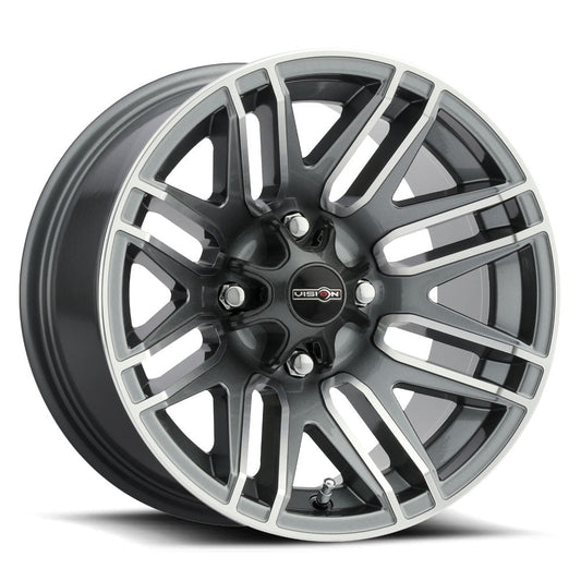 12x8 Vision 112 Assault Gunmetal Machined UTV Wheel 4x110 (-10.2mm)