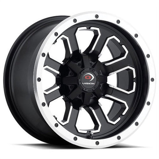 12x8 Vision 548 Commander Matte Blk Machined UTV Wheel 4x110 (-10.2mm)