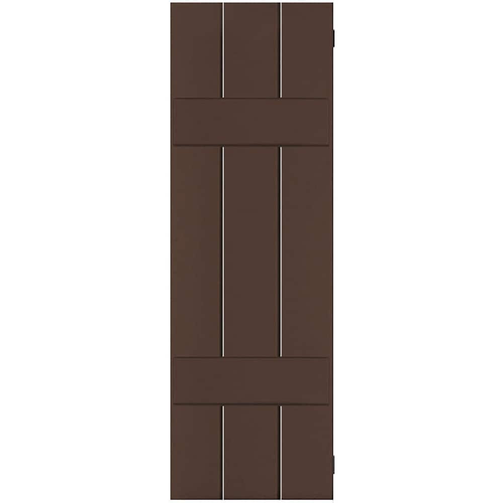 Ekena Millwork 12-in W x 25-in H Tudor Brown Board and batten Wood Exterior Shutters ( 2 -Pack )