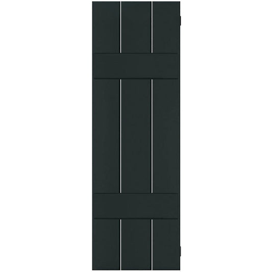Ekena Millwork 12-in W x 46-in H Black Forest Green Board and batten Wood Exterior Shutters ( 2 -Pack )