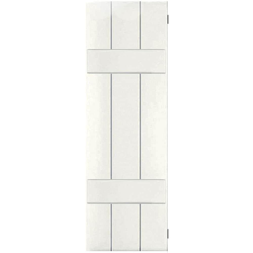 Ekena Millwork 12-in W x 30-in H White Paintable/Stainable Board and batten Wood Exterior Shutters ( 2 -Pack )