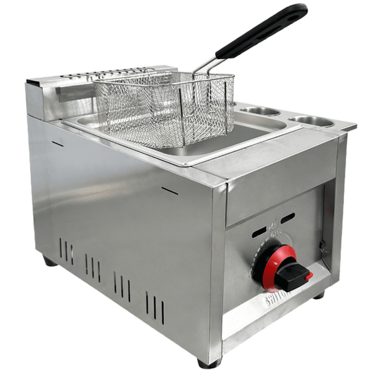 Elite Kitchen Supply 3.5 gal Gas Deep Fryer 54,000 BTUs Stainless Steel, Outdoor Commercial Use