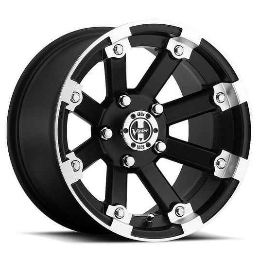 14x8 Vision 393 Lockout Matte Black Mach Lip UTV Wheel 5x4.5 (-10.2mm)