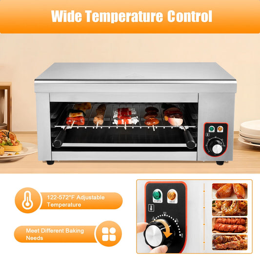 1500 W Electric Cheese Melter Cheesemelter Countertop Salamander Broiler Grill for Home, Restaurants