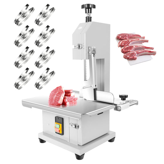 1500W 110V Electric Bone Saw Machine, Meat Bandsaw with 0.04"-8" Height & 440-660 LBS/H, Stainless Steel Frozen Meat Cutter, Meat Cutting Machine for Beef, Frozen Meat, Commercial Kitchen